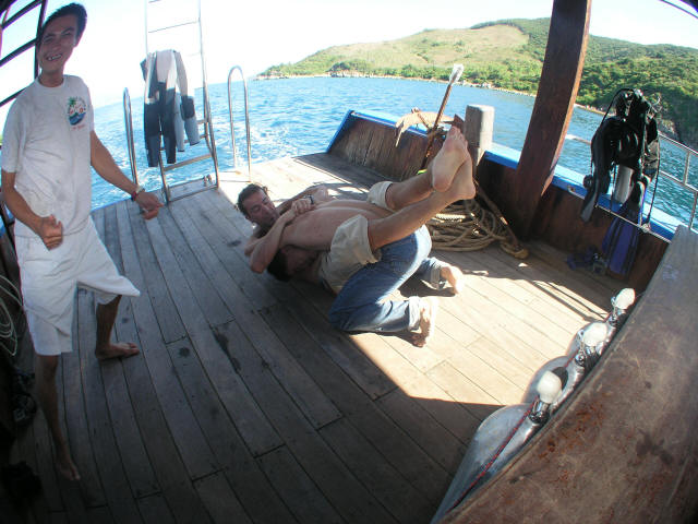 Faight in the boat