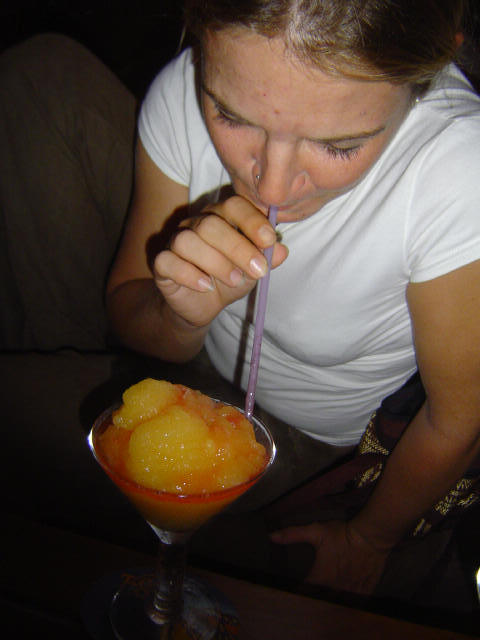 Suzy enjoying bellinis