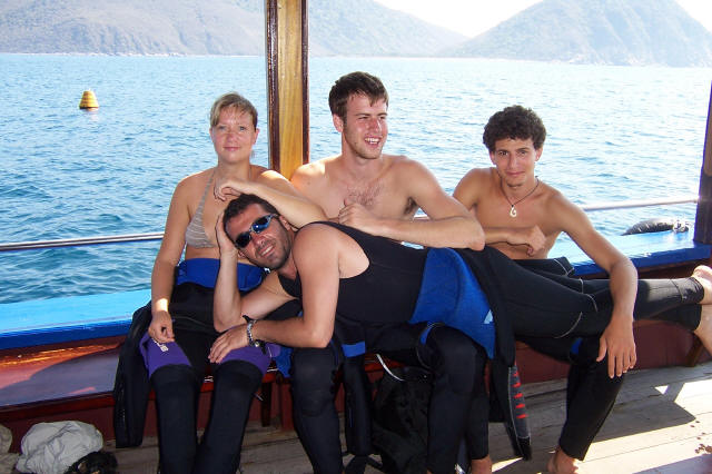 ariel Moshe anette and me in the boat 4