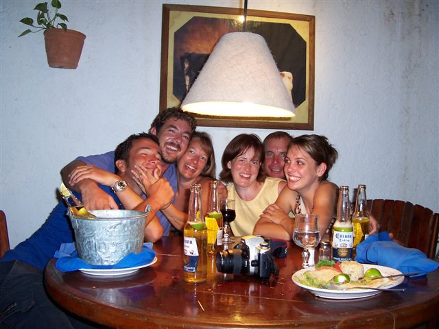 diving team having dinner